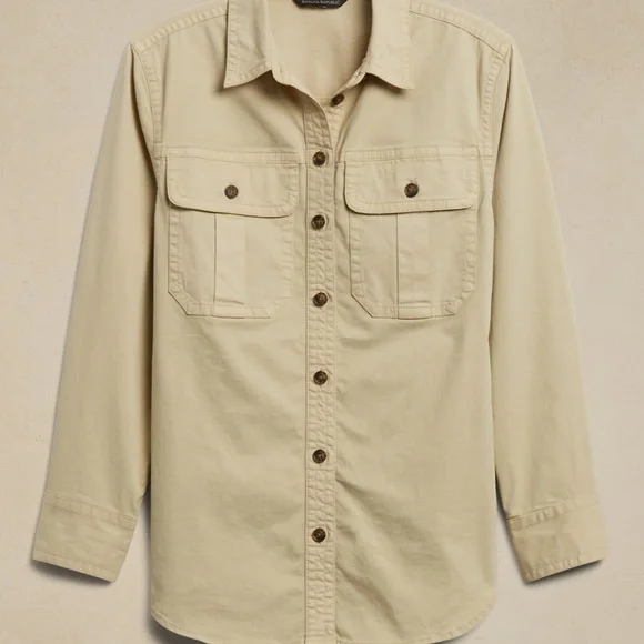 Reduced! BANANA REPUBLIC Cotton 4-season Shirt/Jacket, Large, Wheat - Picture 9 of 12